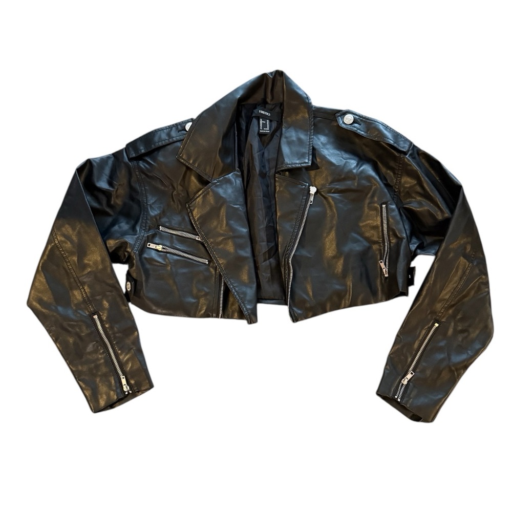 Forever 21 Black Cropped Leather Jacket